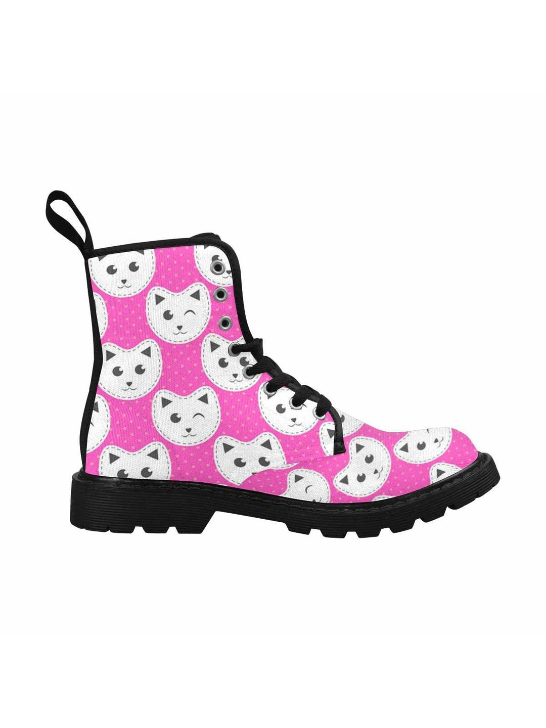 Pink Cats Lace Up Combat Boots
