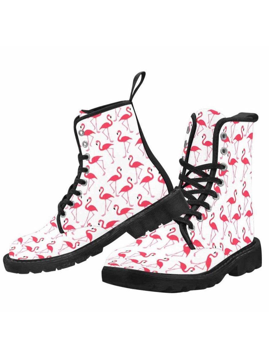 Pink Flamingos Lace Up Combat Boots