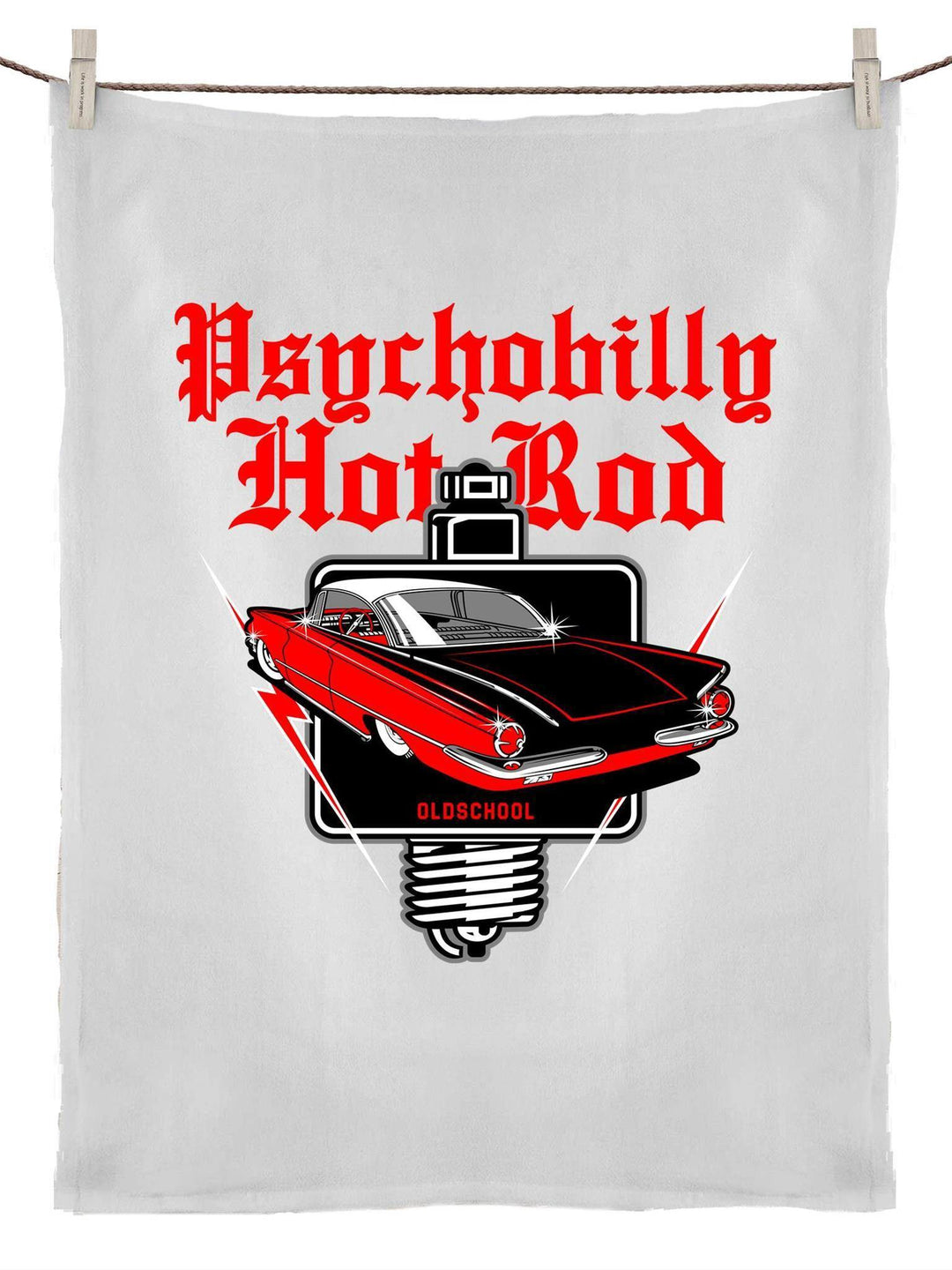 Psychobilly Hotrod Tea Towel