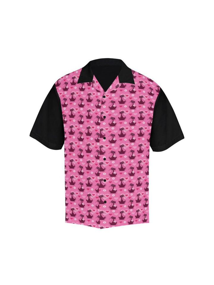 RETRO LOVE CATS Men's Button Up Shirt