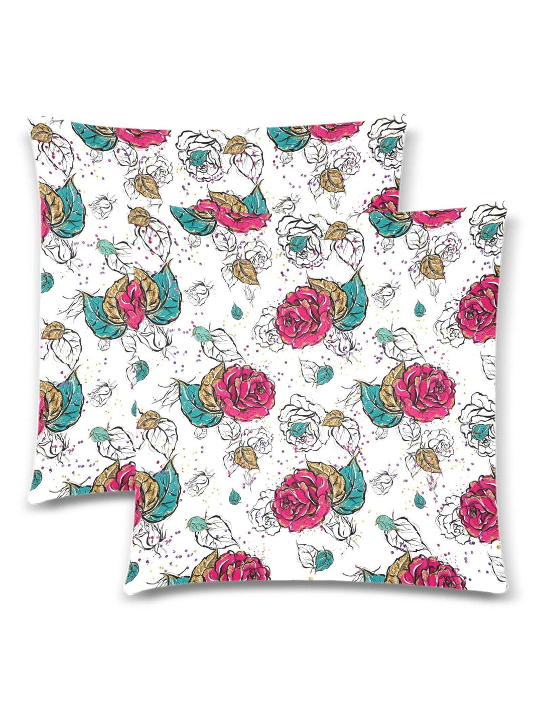 Rose Garden Throw Pillow Cover 18"x 18" (Twin Sides) (Set of 2)