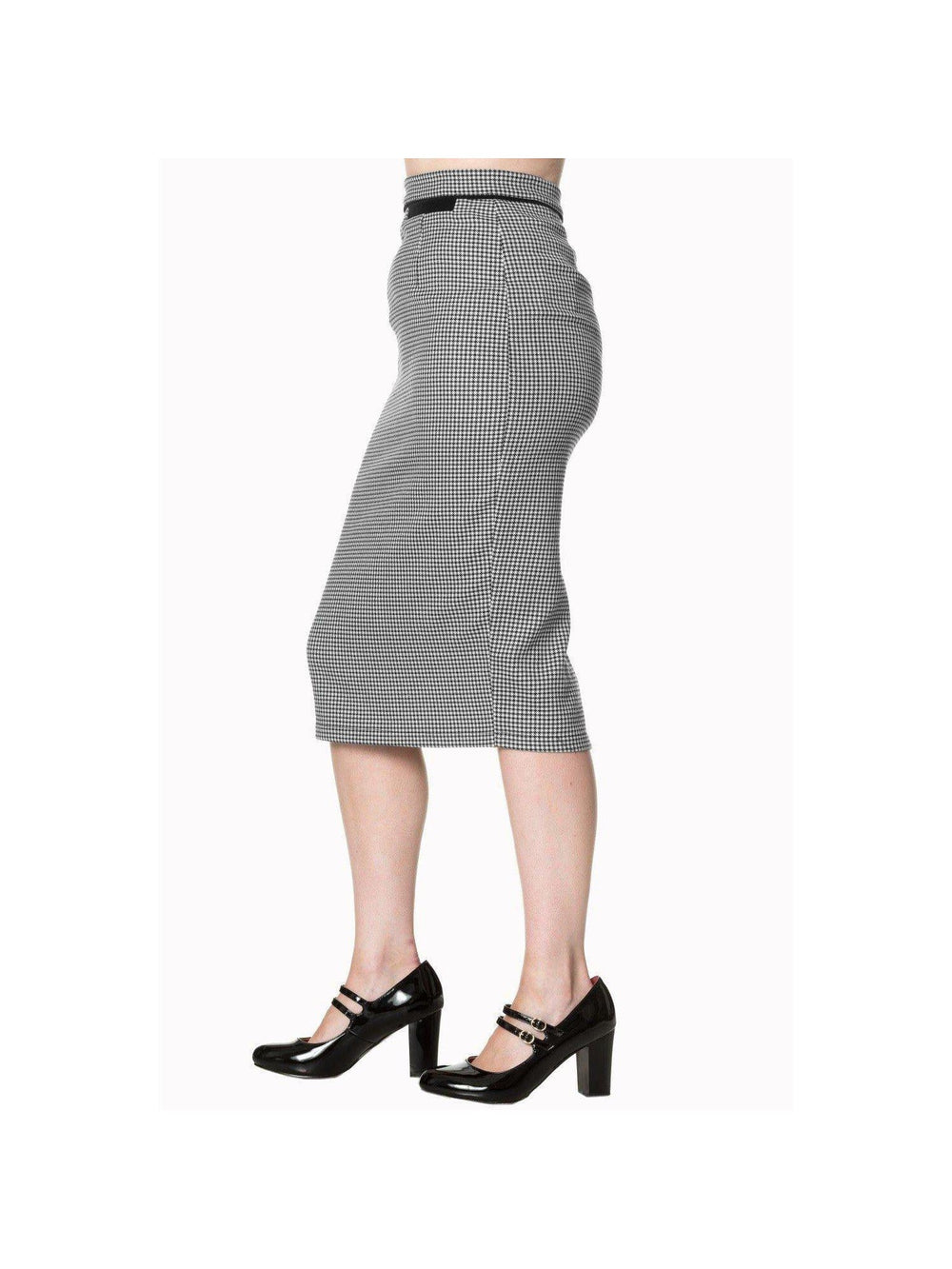 Swept Off Her Feet Houndstooth Check Pencil Skirt