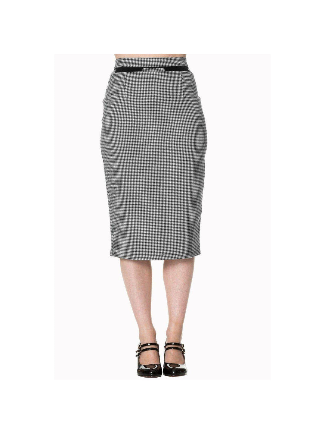 Swept Off Her Feet Houndstooth Check Pencil Skirt