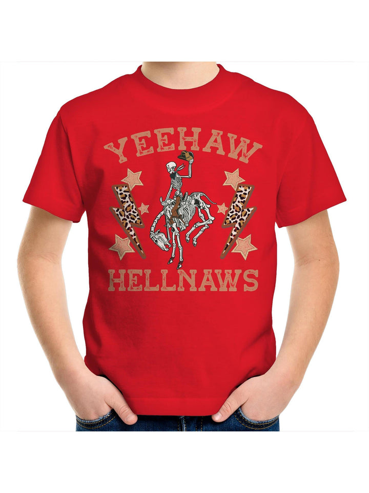 Yeehaw Hellnaws Kids Youth Crew T-Shirt