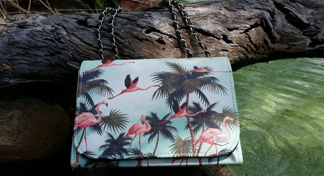 UP FOR AUCTION ... Liquorbrand "MIAMI" Flamingo Bag - POISON ARROW RETRO 