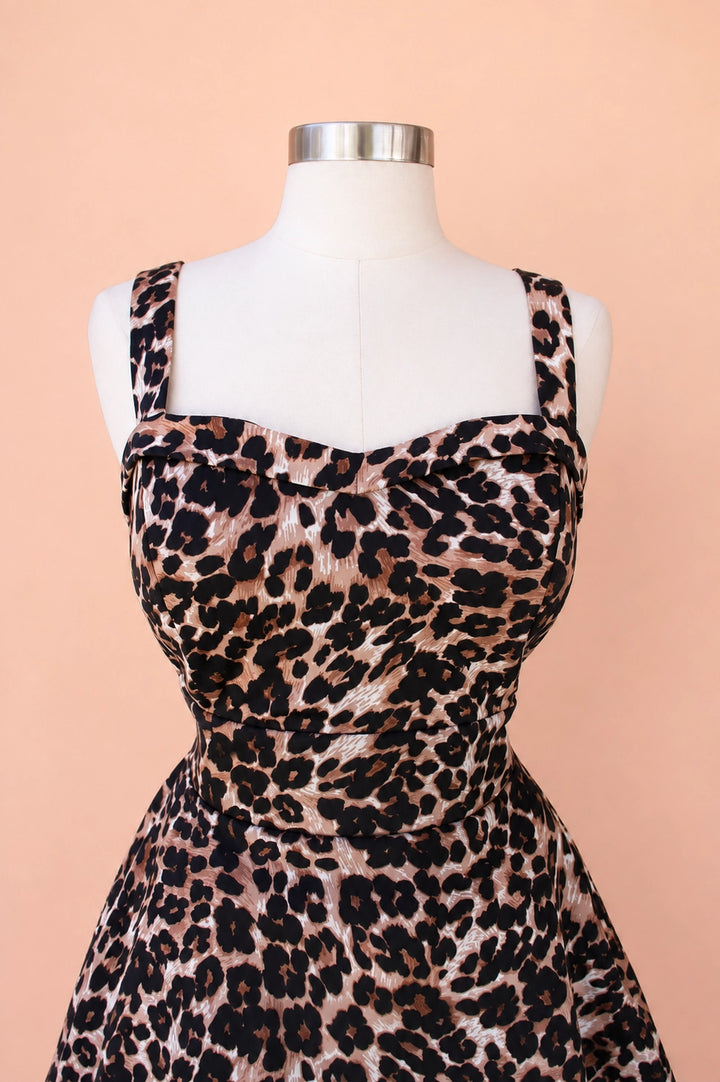 Leopard Print 1950s Swing Dress