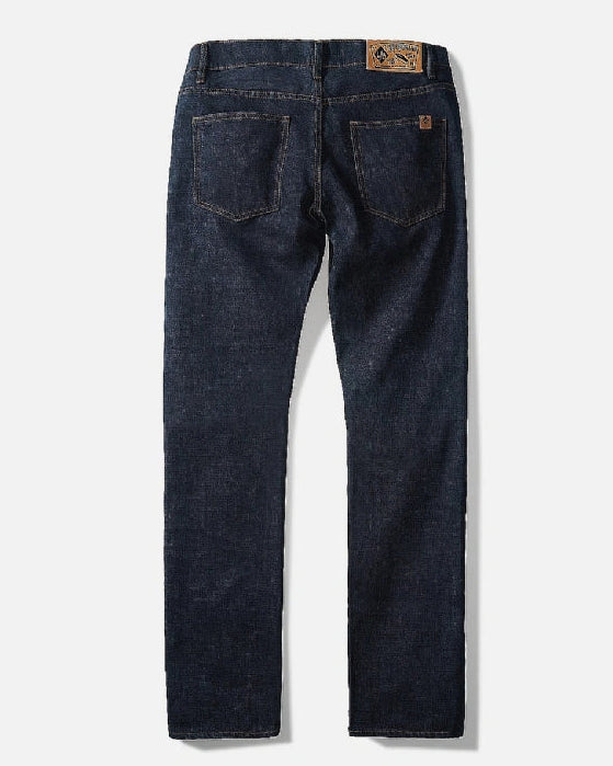 Liquorbrand Rumbler Denim men’s jeans back view with leather patch and pocket tab