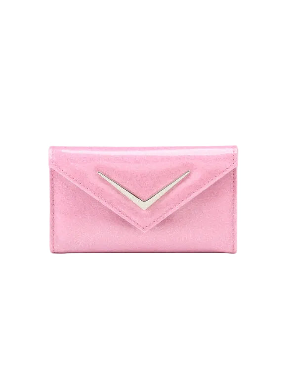 Liquorbrand Vega Pink Glitter wallet retro envelope purse with chevron logo