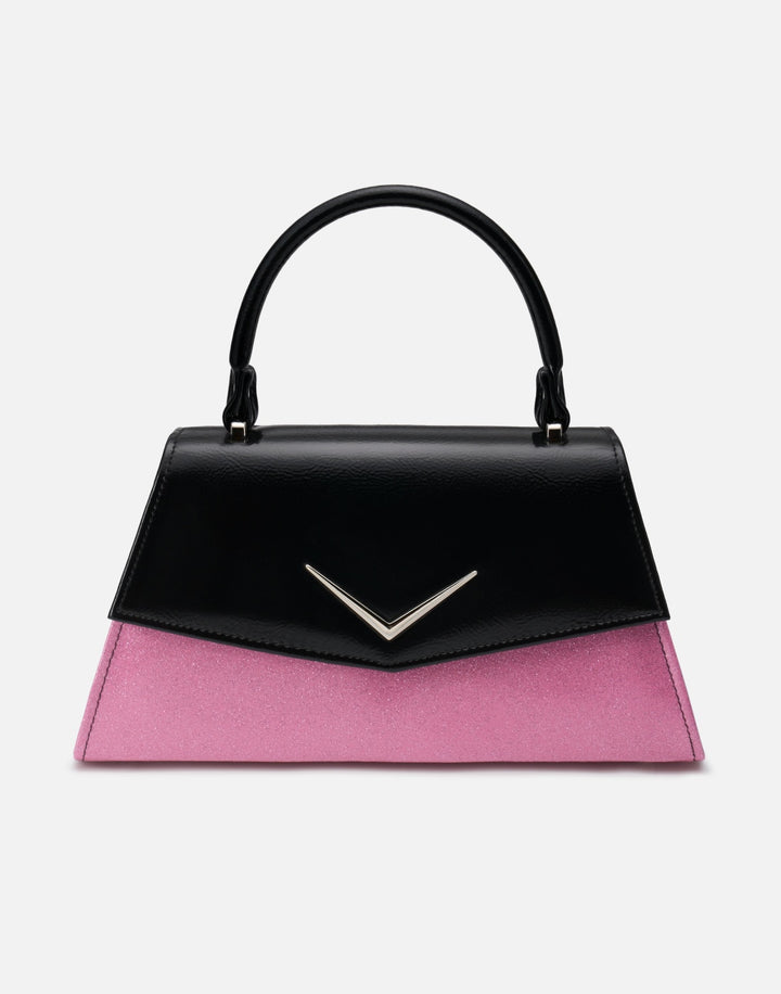 Liquorbrand Chevron Handbag – Black & Pink Rockabilly Bowling Bag