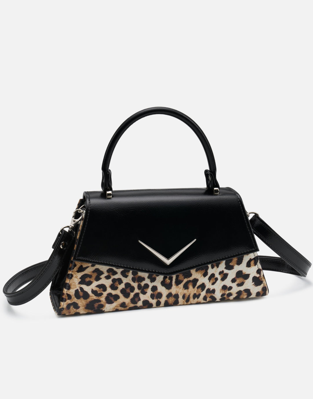 Liquorbrand Chevron Handbag – Black & Leopard Rockabilly Bowling Bag