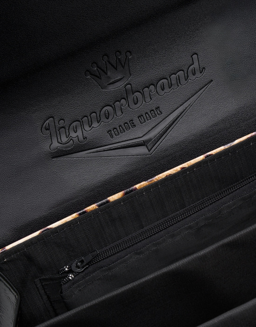 Liquorbrand Chevron Handbag – Black & Leopard Rockabilly Bowling Bag