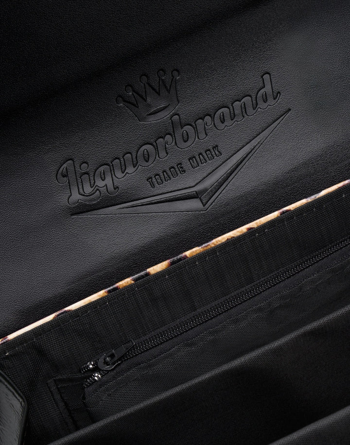 Liquorbrand Chevron Handbag – Black & Leopard Rockabilly Bowling Bag