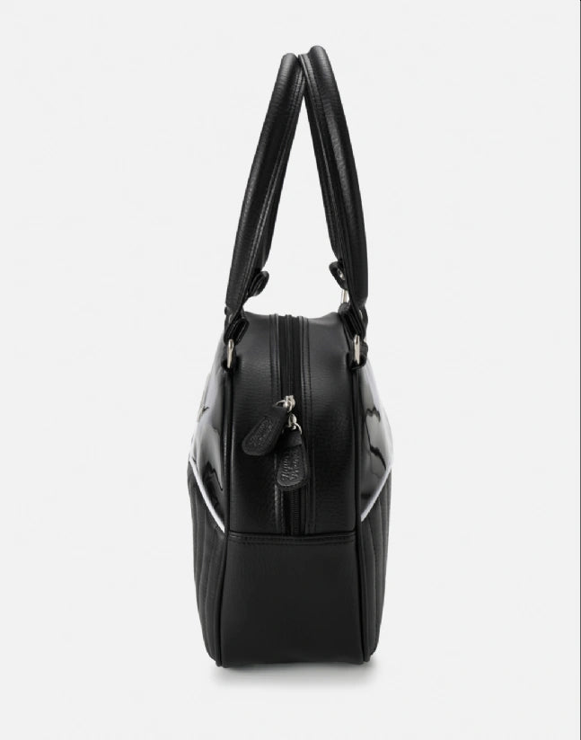 Liquorbrand Vega Black Bowler Bag - Retro Rockabilly Handbag
