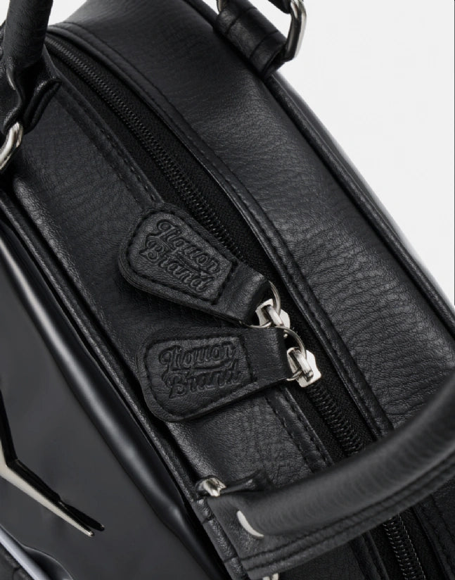 Liquorbrand Vega Black Bowler Bag - Retro Rockabilly Handbag