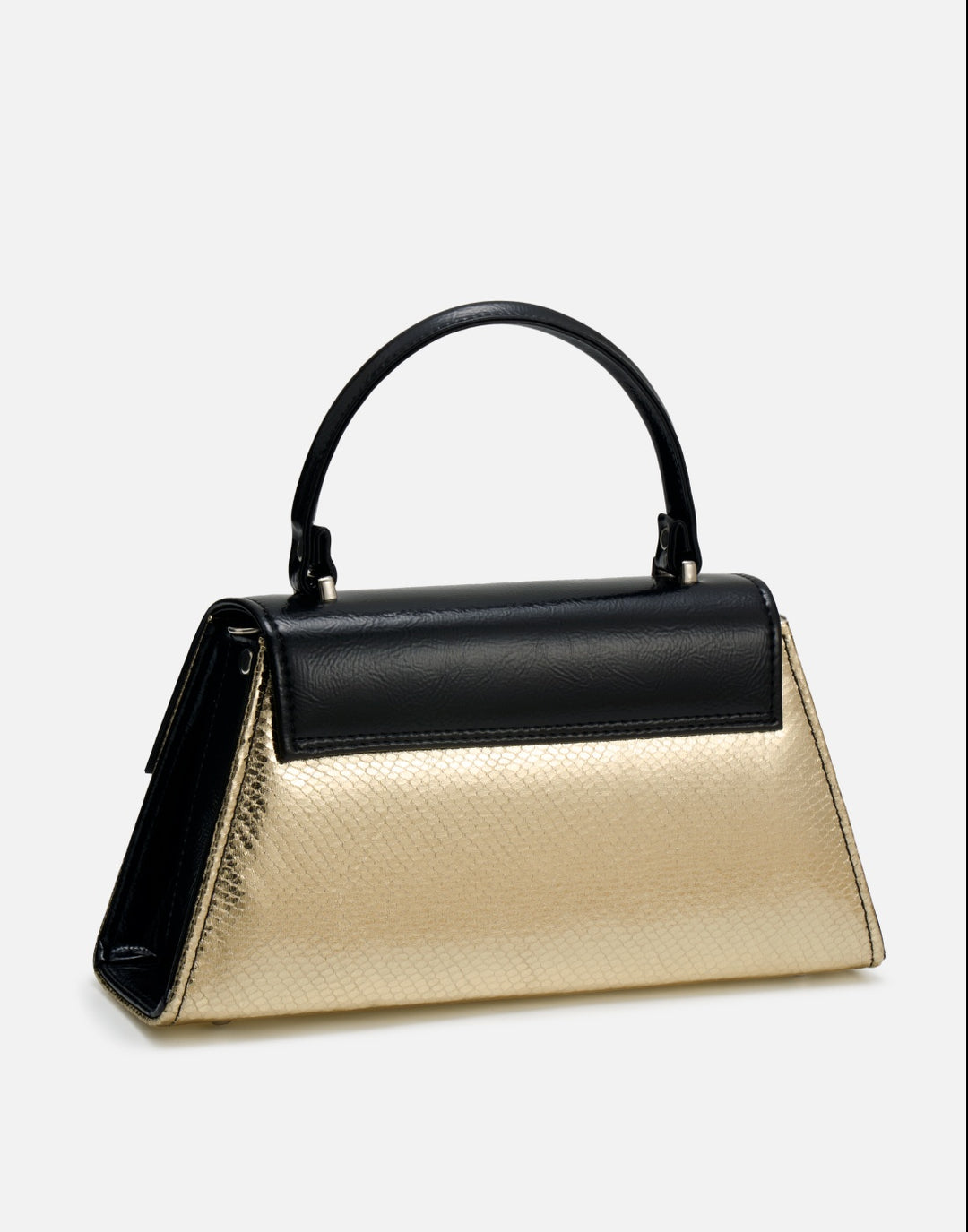 Liquorbrand Chevron Handbag – Black & Gold Snake Rockabilly Bowling Bag