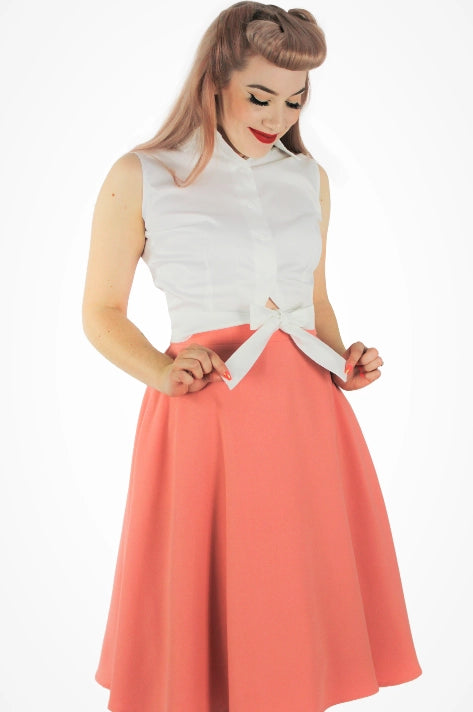 1950s White Tie Front Top