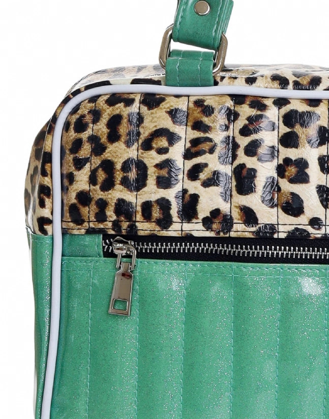 Liquorbrand Vixen Teal Leopard Bag - Retro Rockabilly Handbag