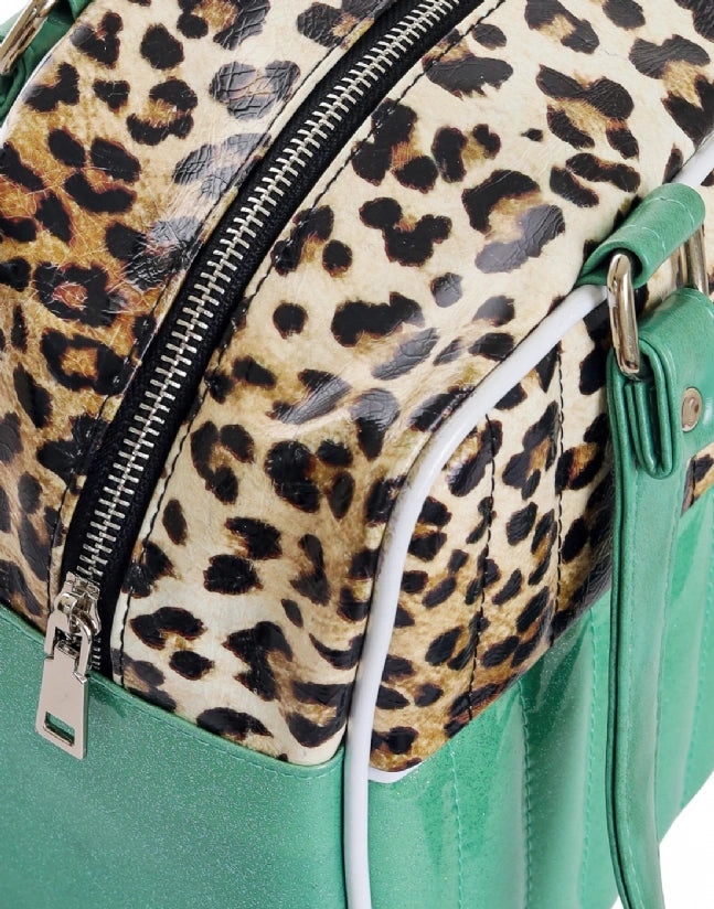Liquorbrand Vixen Teal Leopard Bag - Retro Rockabilly Handbag