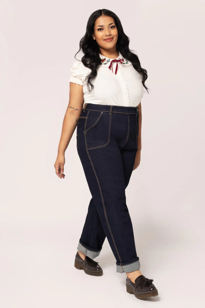 Hell Bunny Weston High Waisted Denim Trousers