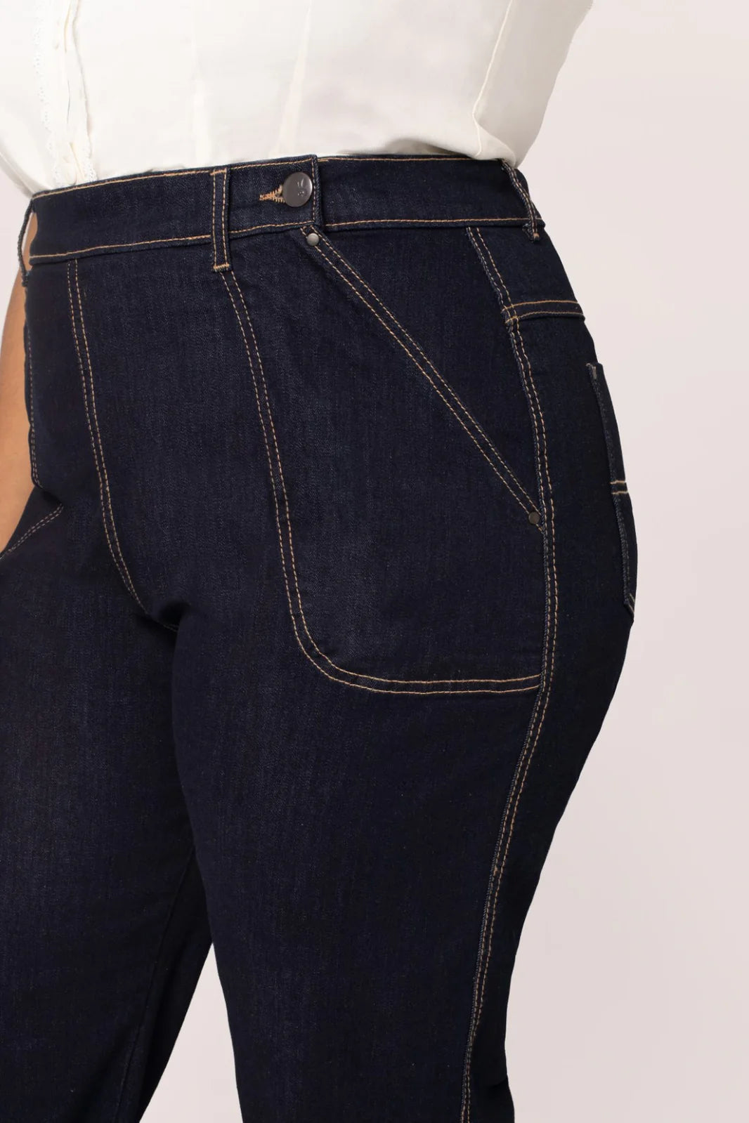 Hell Bunny Weston High Waisted Denim Trousers