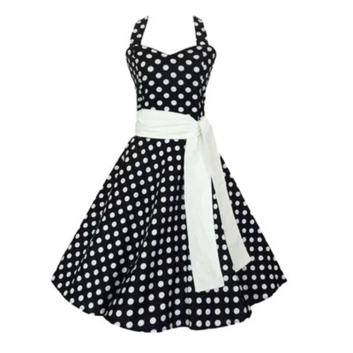 Black Polkadot Rockabilly Swing Dresses