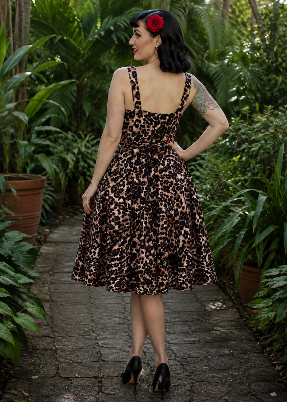 Leopard Print 1950s Swing Dress