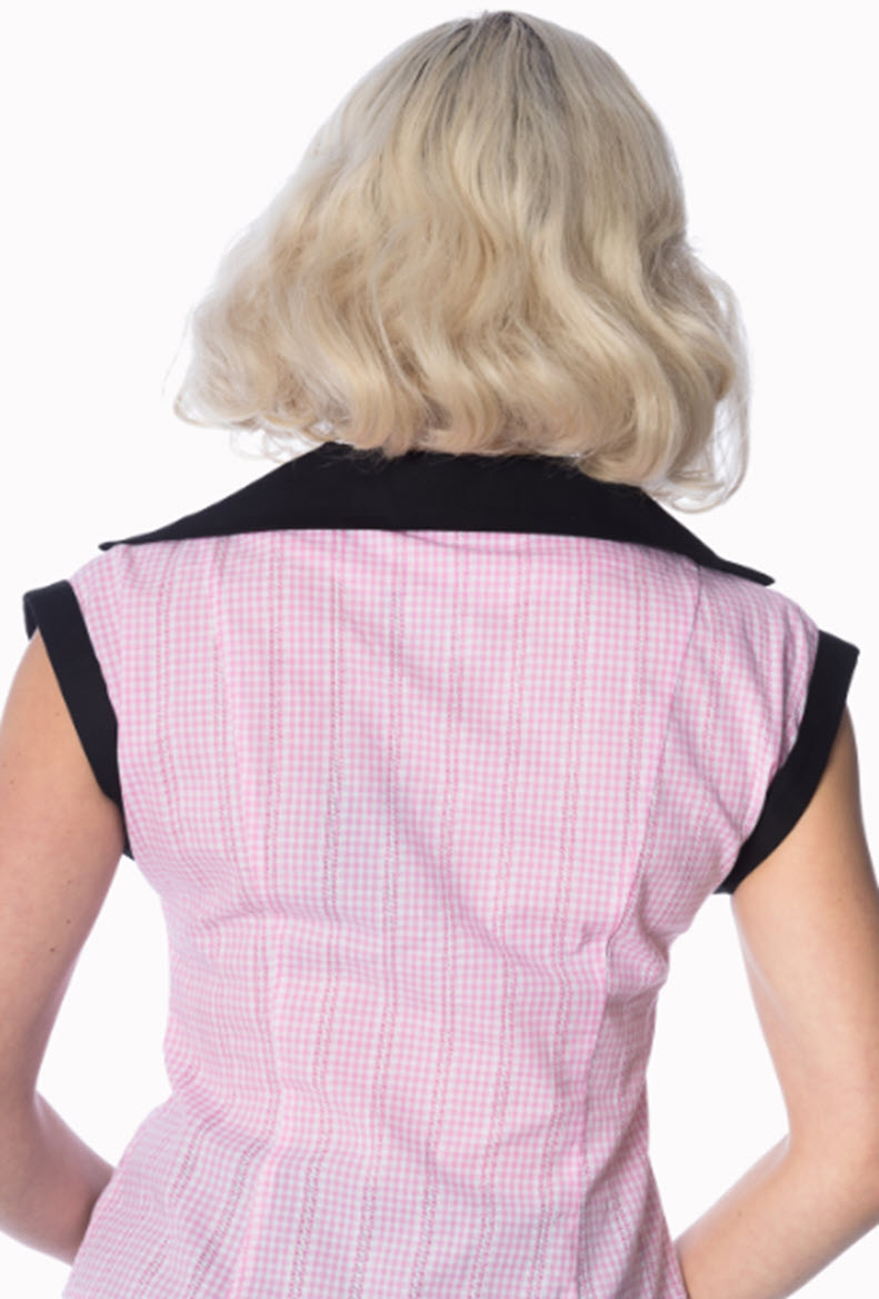 Grease Blouse Pink Gingham - BANNED RETRO UK