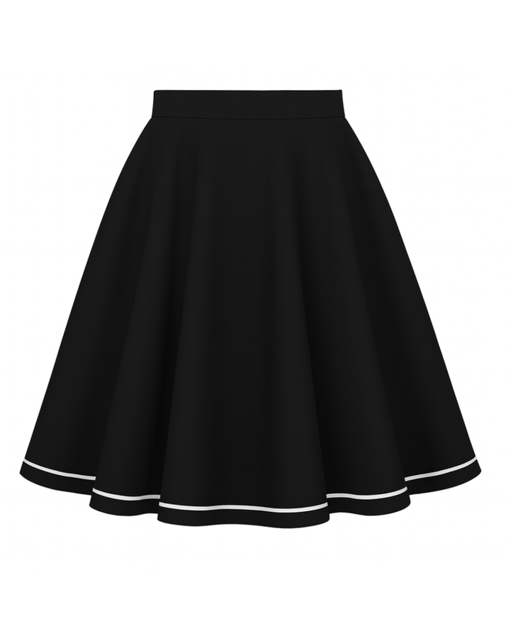 LIMITED EDITION White Piping Black Full Circle Skirt♥️