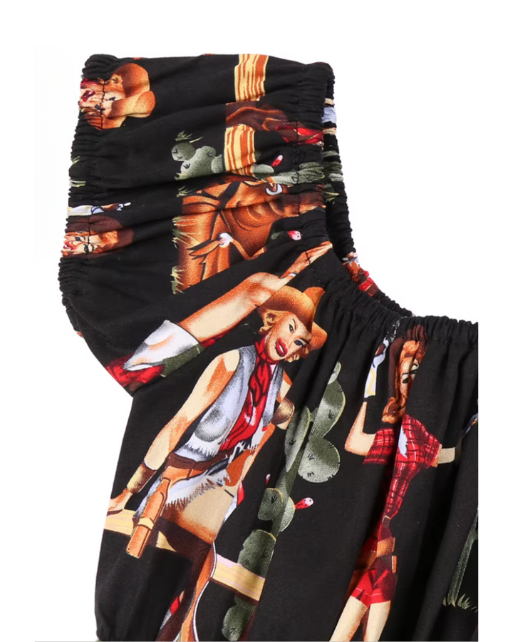 Cowgirl Black Peasant Style Top