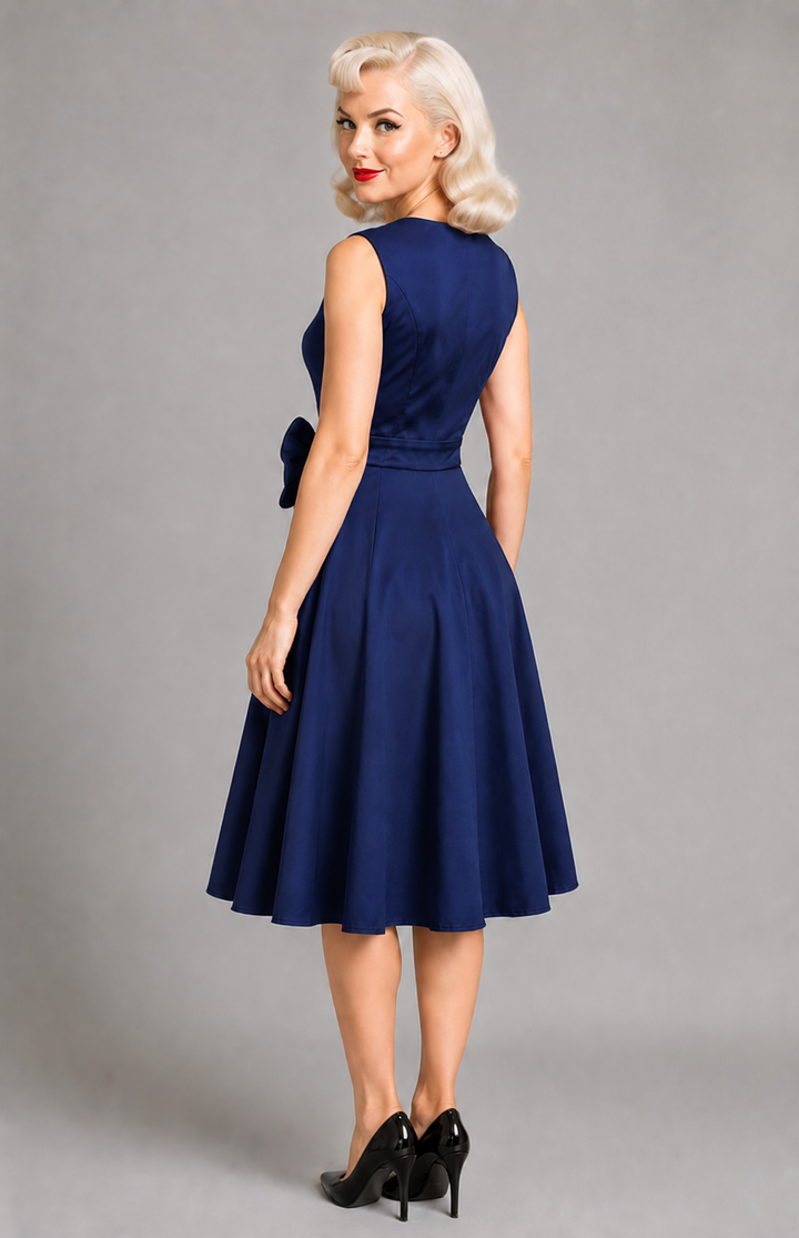 Vivienne Blue Bow Retro Dress