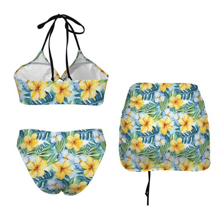 Tropical Hibiscus Retro Bikini with Skirt