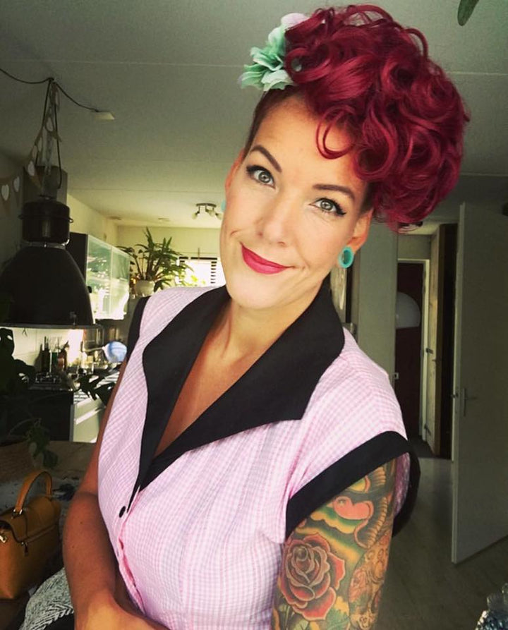 Grease Blouse Pink Gingham - BANNED RETRO UK