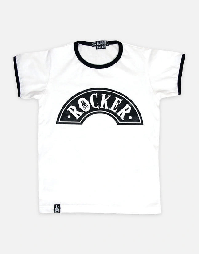 Six Bunnies rocker kids t-shirt black white rockabilly cotton tee unisex graphic shirt