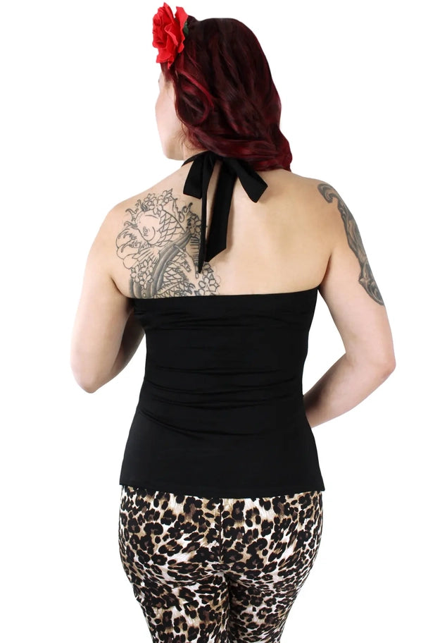 Black Criss Cross Halter Top