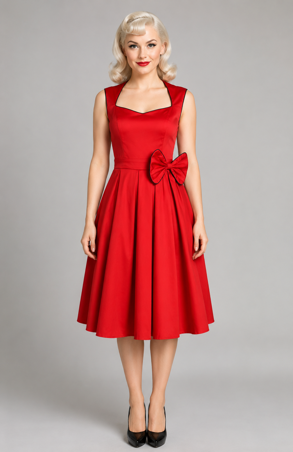 Vivienne Red Bow Retro Dress