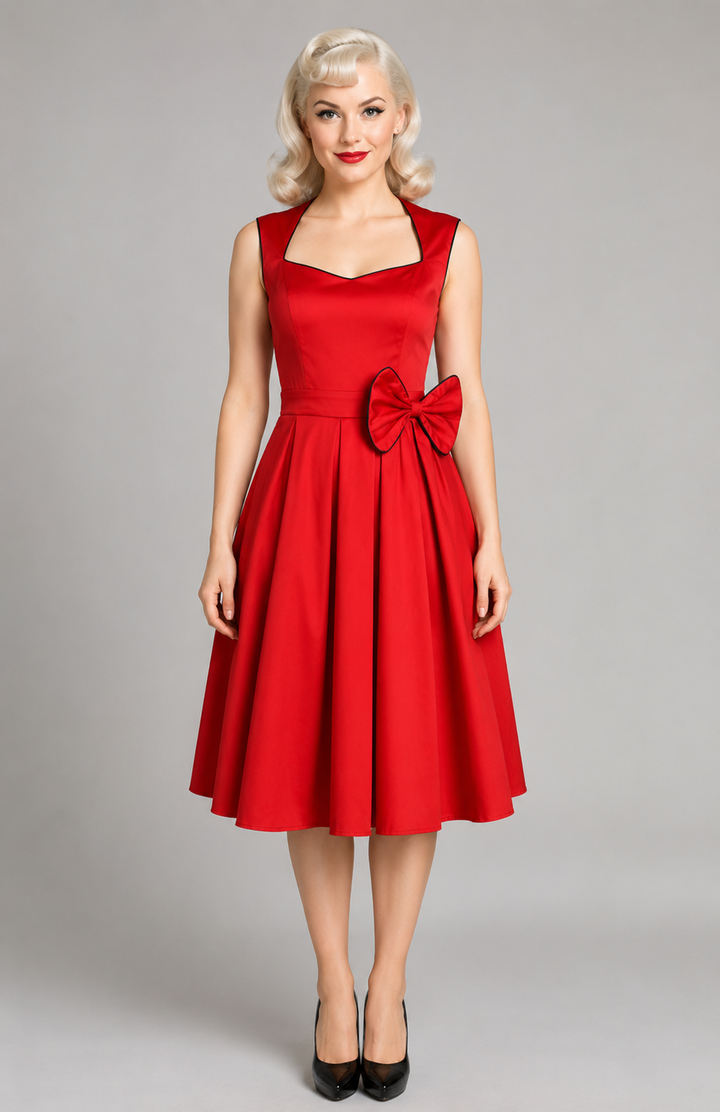 Vivienne Red Bow Retro Dress