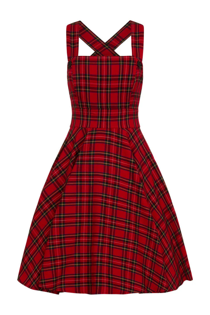 Robe Salopette Écossaise Rouge Hell Bunny Irvine