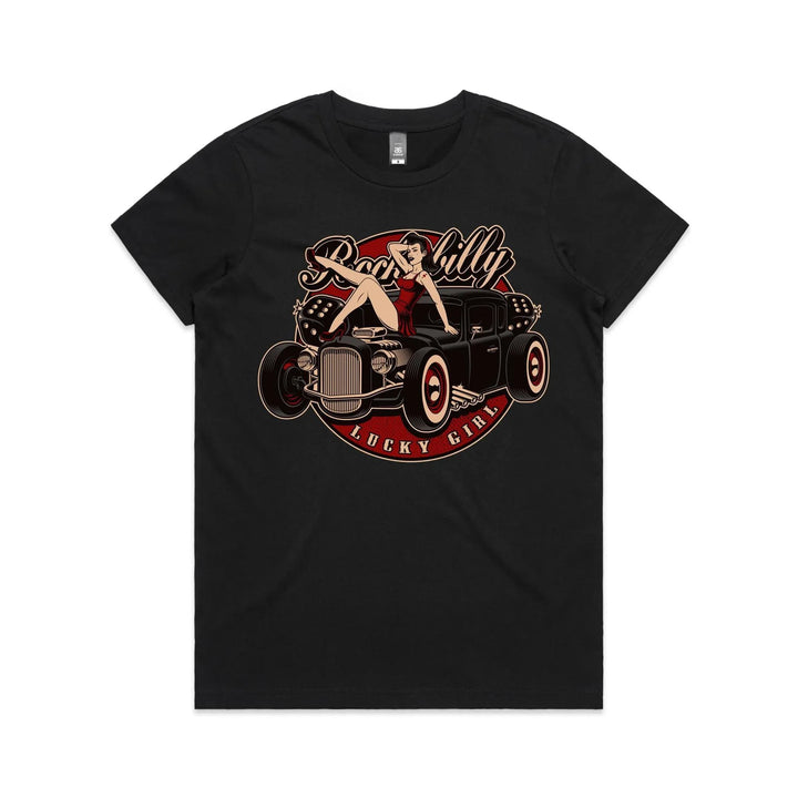 Rockabilly Lucky Girl Womens Tee - Poison Arrow Retro