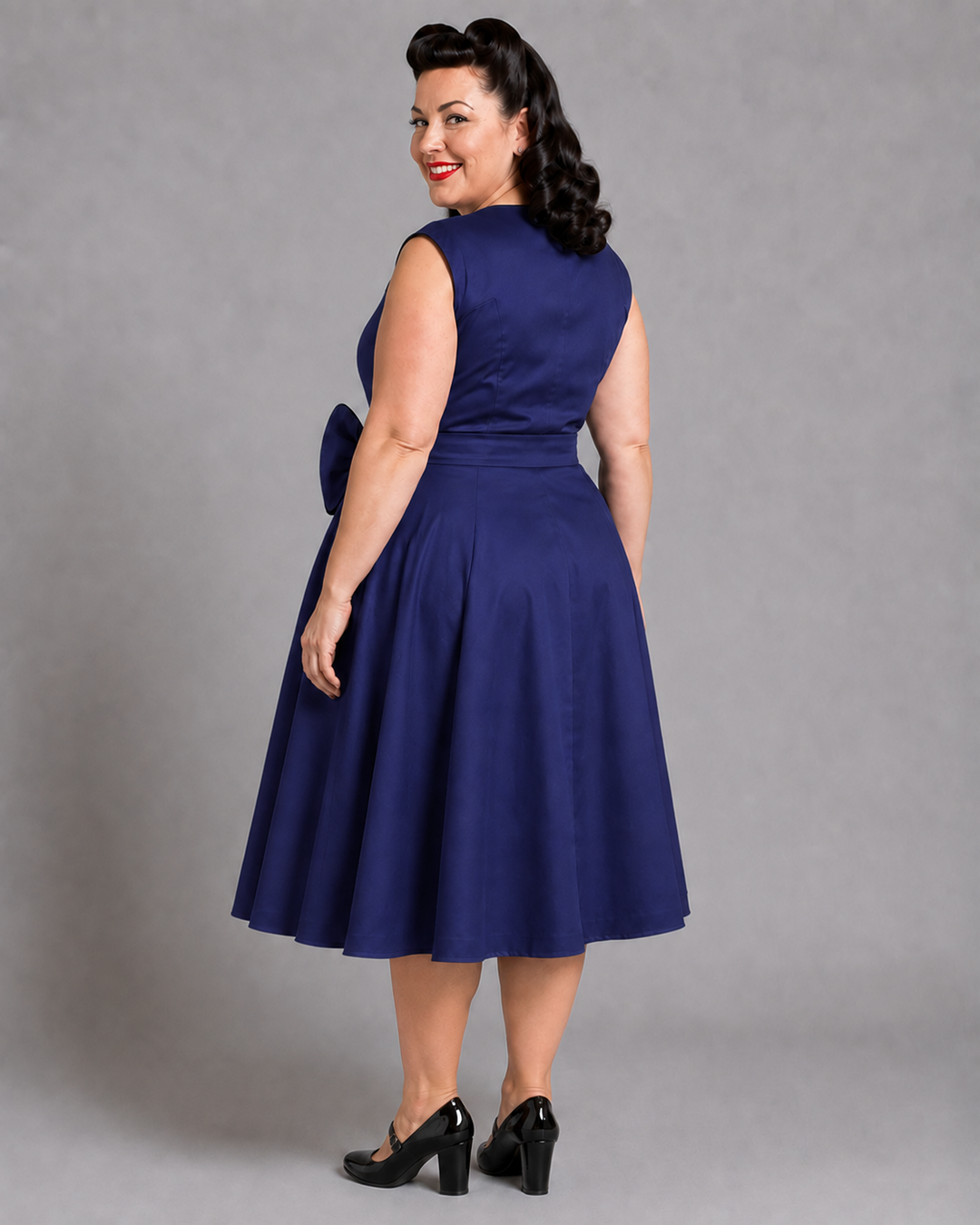 Vivienne Blue Bow Retro Dress