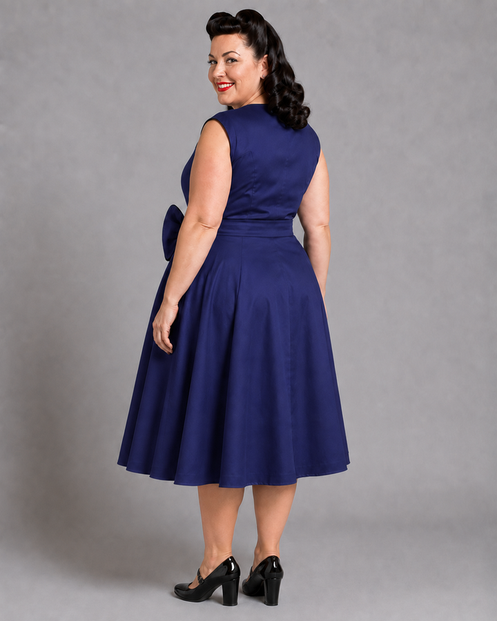 Vivienne Blue Bow Retro Dress