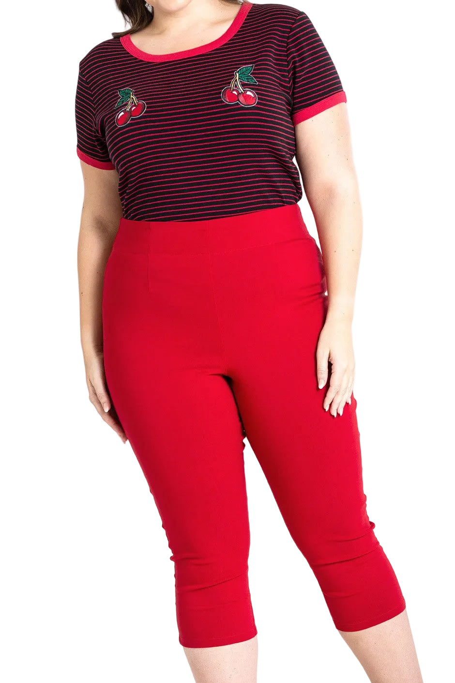 hell bunny red tina capris
