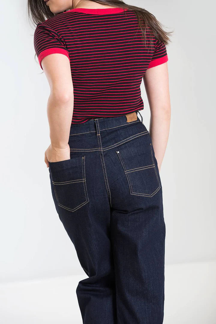 Hell Bunny Weston High Waisted Denim Trousers