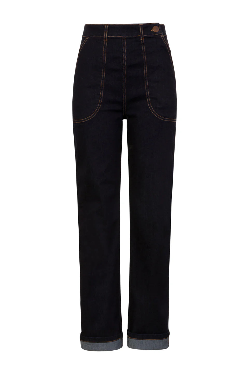 Hell Bunny Weston High Waisted Denim Trousers