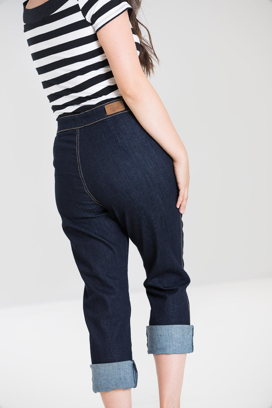 Hell Bunny Charlie Denim Capris – High Waisted Vintage Denim Capris