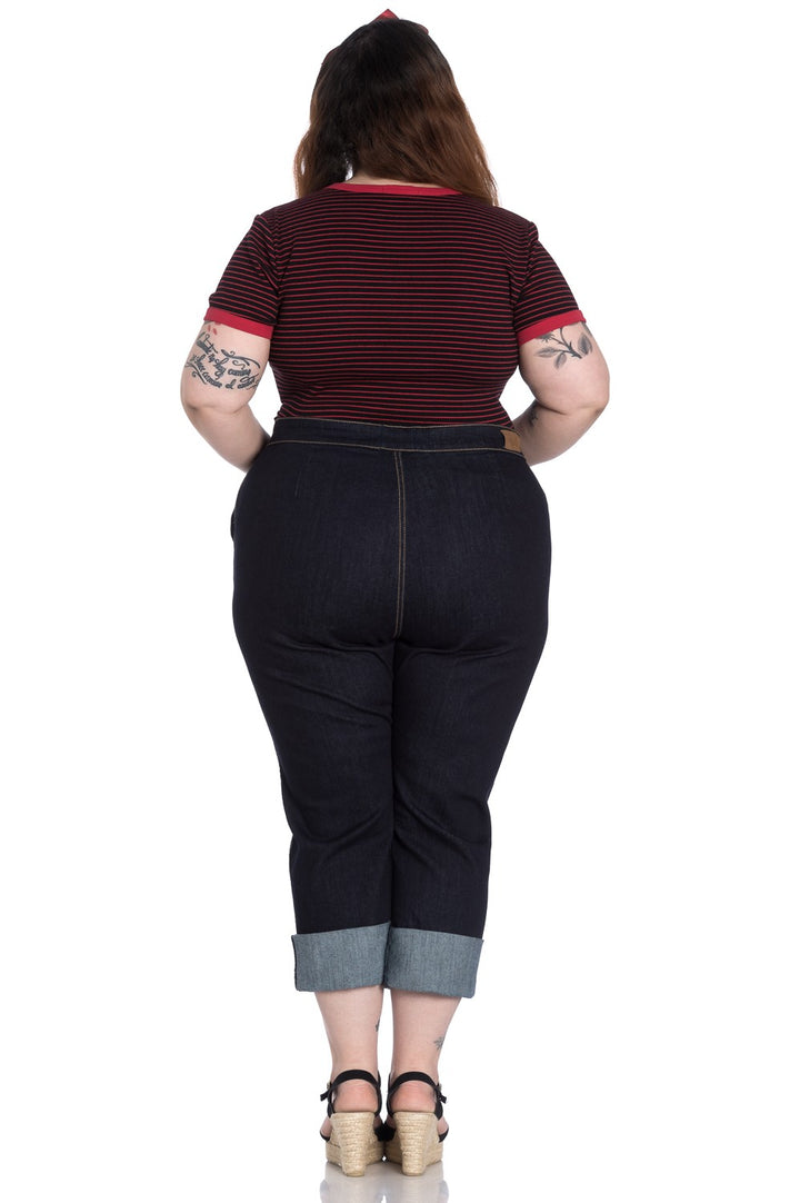 Hell Bunny Charlie Denim Capris – High Waisted Vintage Denim Capris