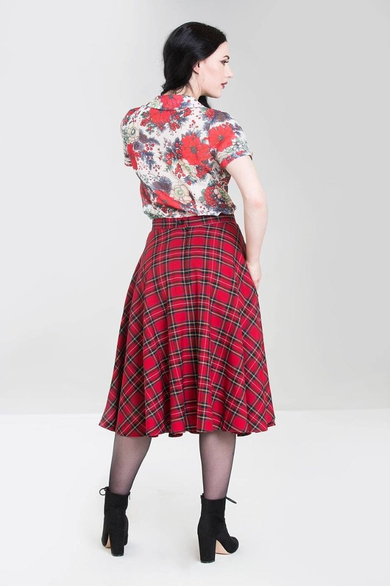 Hell Bunny Irvine 50’s Circle Skirt – Red Tartan Vintage Skirt
