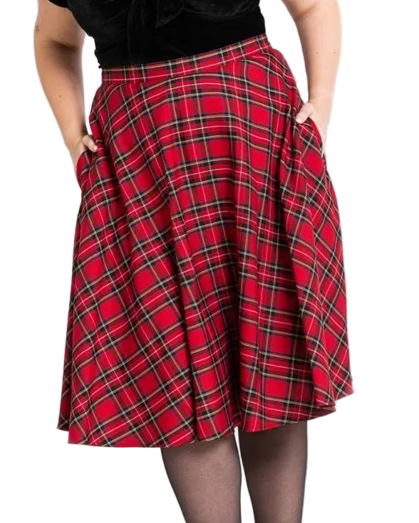Hell Bunny Irvine 50’s Circle Skirt – Red Tartan Vintage Skirt