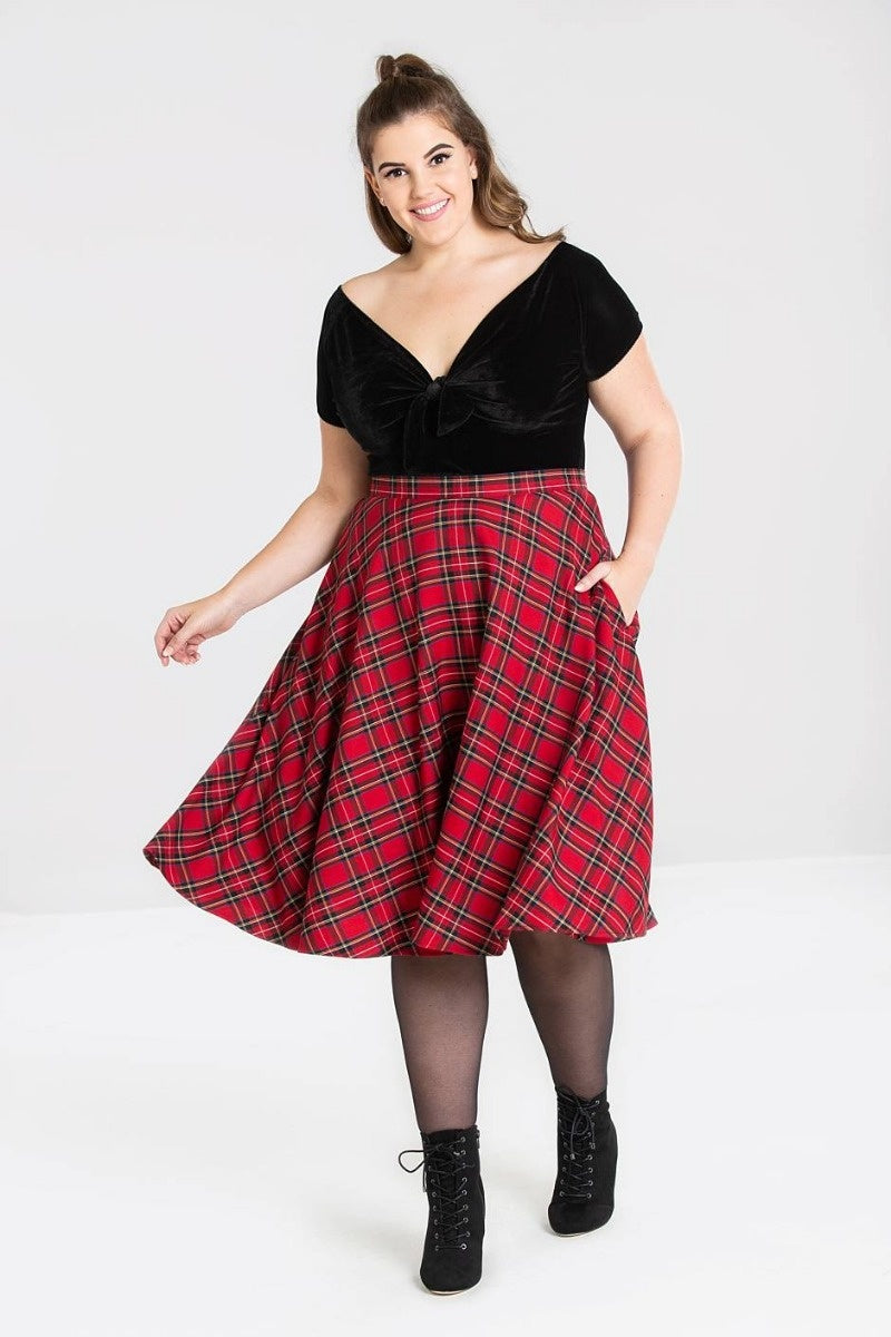 Hell Bunny Irvine 50’s Circle Skirt – Red Tartan Vintage Skirt