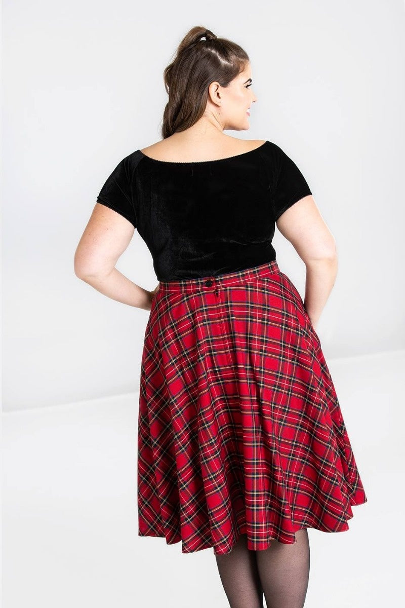 Hell Bunny Irvine 50’s Circle Skirt – Red Tartan Vintage Skirt