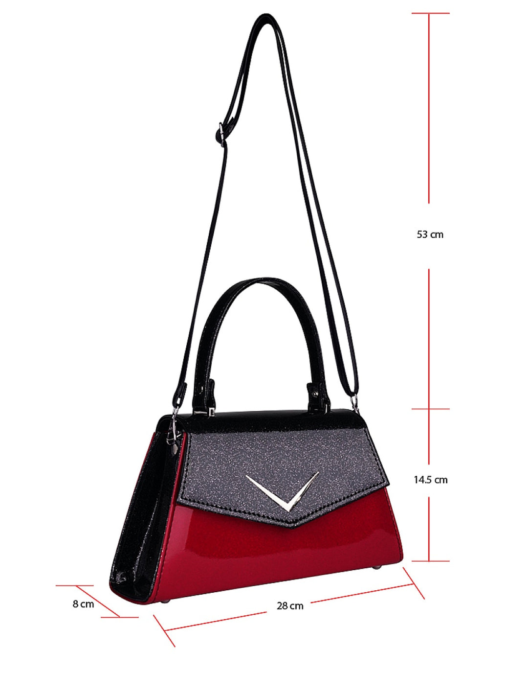 Liquorbrand Chevron Handbag – Black & Red Rockabilly Bowling Bag